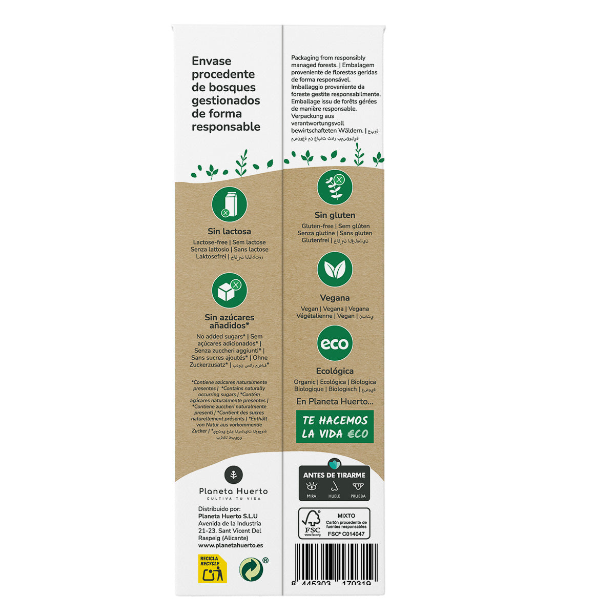 Pack 12x Bebida de Almendra Eco Planeta Huerto 1L