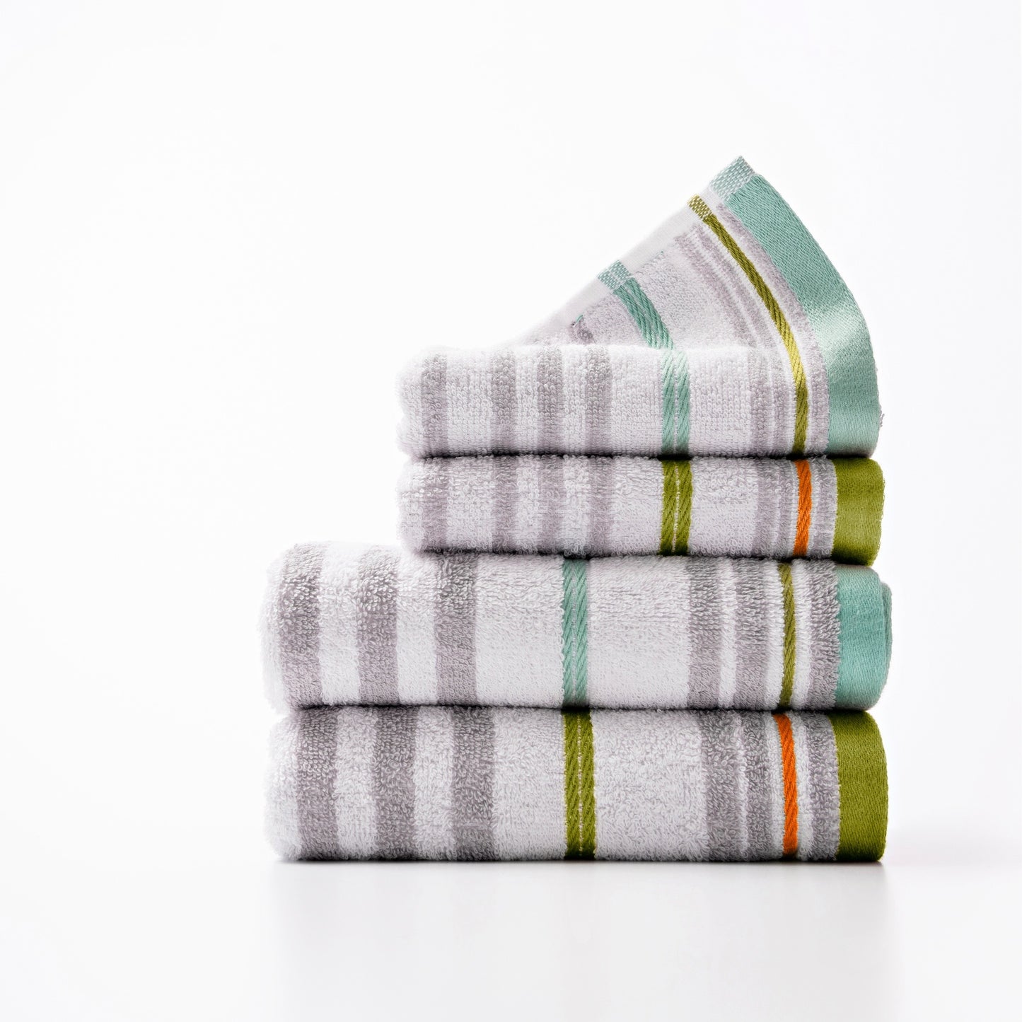 Set 3pc Toalla De Baño (tocador 30x50cm + Manos 50x90cm + Baño 70x140cm) 450gsm 100% Algodón Blanco Con Rayas Rainbow Be_5