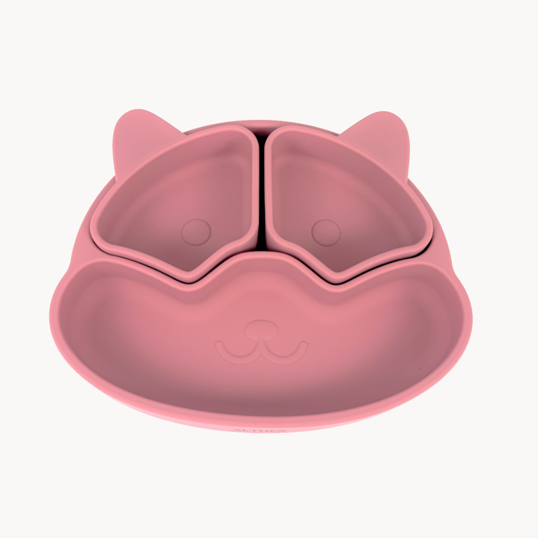 Plato Con Divisiones Extraíbles Y Forma De Perrito - Rosa Profundo.