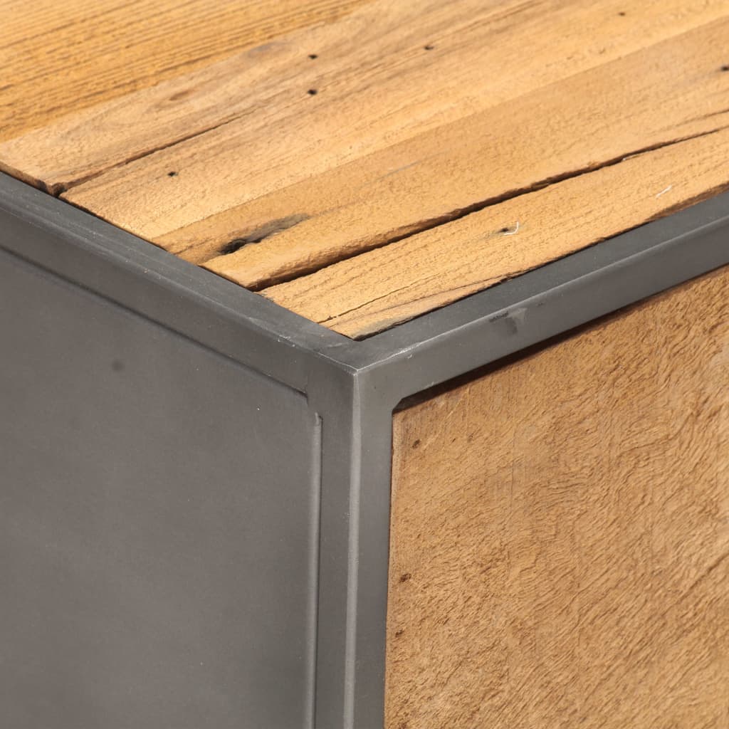 Mesa De Centro De Madera Maciza Reciclada 90x50x35 Cm._4