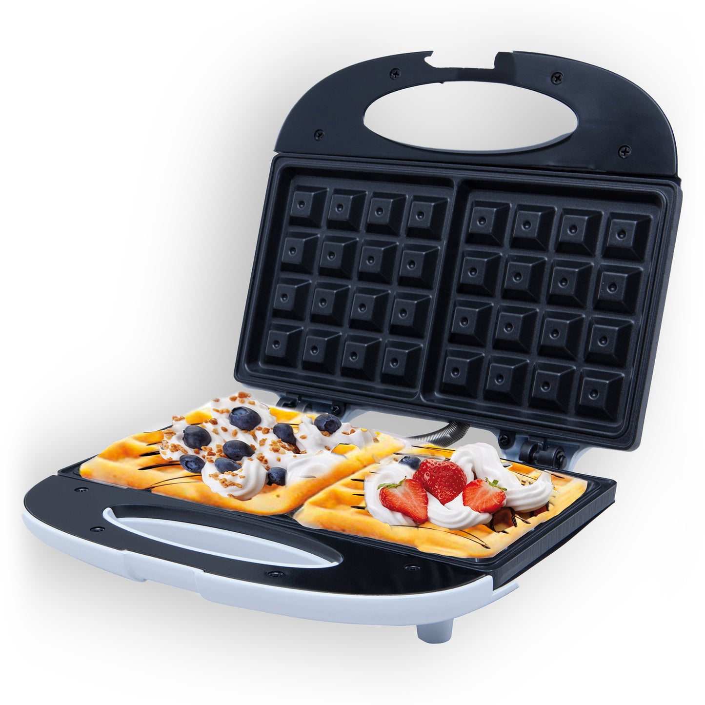 Gofrera Eléctrica, 2 Gofres Belgas Gruesos, Antiadherente, Temperatura Automática, Tacto Frío Adler Ad311 Blanco