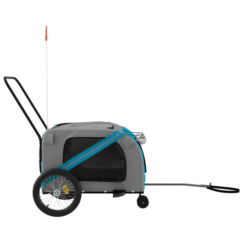 Vidaxl Remolque De Bicicleta Mascotas Hierro Tela Oxford Azul Gris_5