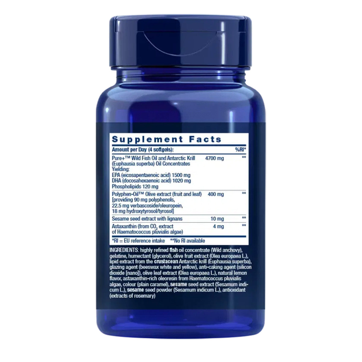 Super Omega-3 EPA/DHA Fish Oil Sesame Lignans & Olive Extract, Life Extension 120 perlas