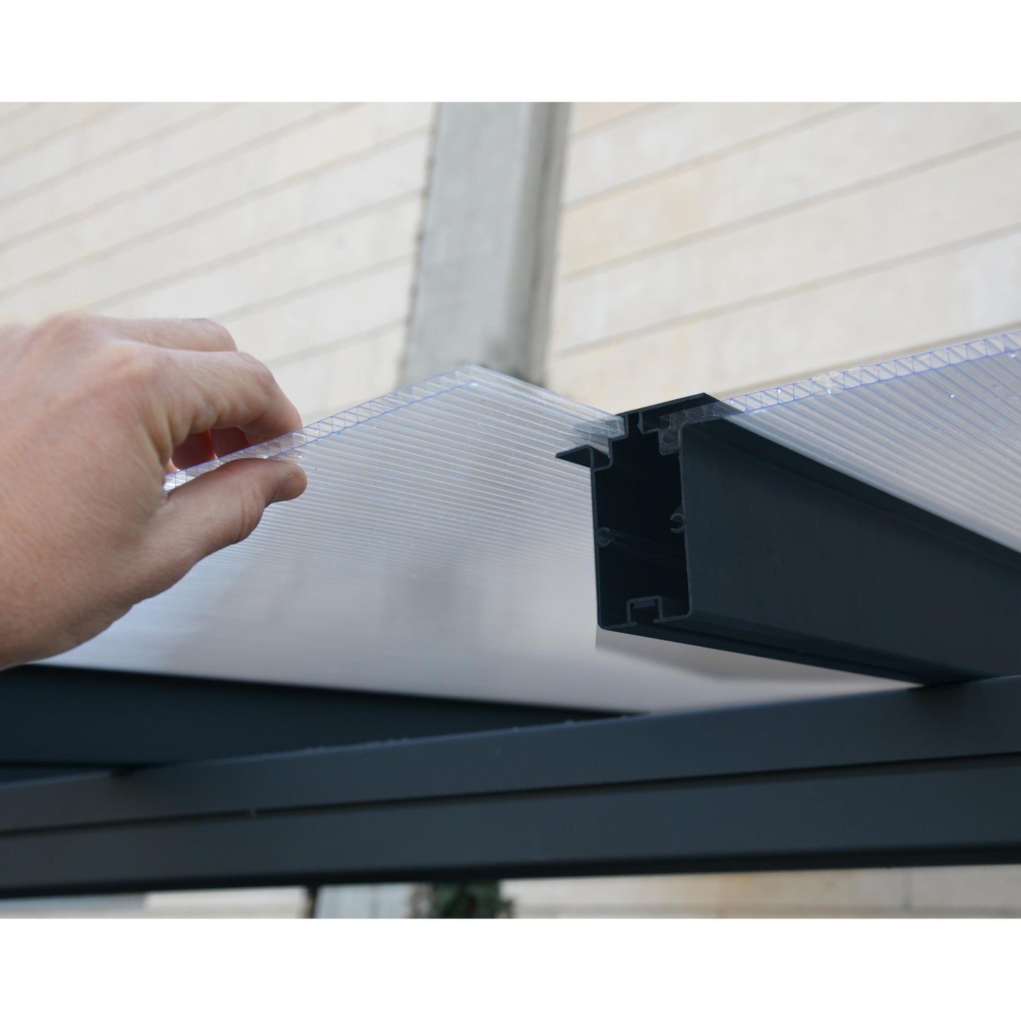 Pérgola adosada Sierra 299x980 cm gris