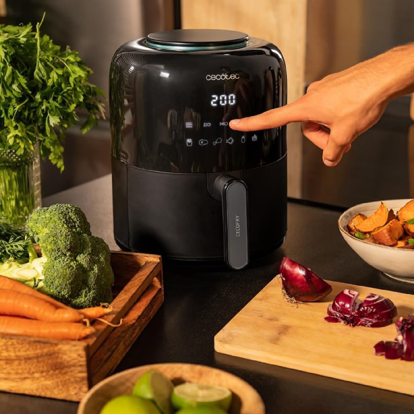 Freidora Sin Aceite De 2,5 L De Aire Caliente Cecofry Pixel 2500 Touch. 1200w, Dietética, Táctil Y Compacta, Temporizador, Control Temperatura, Tecn_4