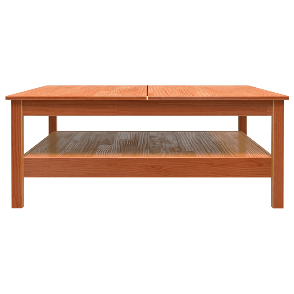 Mesa De Centro Madera Maciza De Pino Marrón Cera 100x100x40 Cm_4