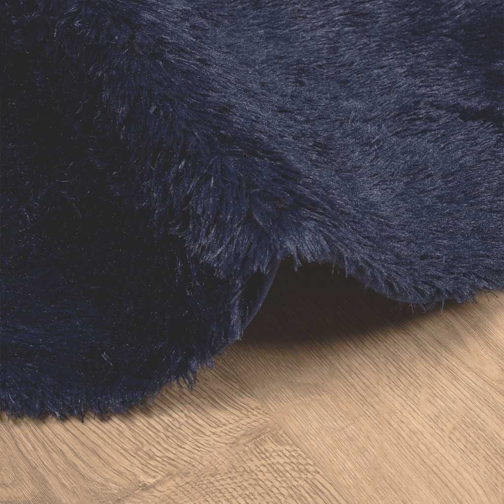 Vidaxl Alfombra De Pelo Largo Navarra Azul Marino 160x160 Cm Poliéster_4