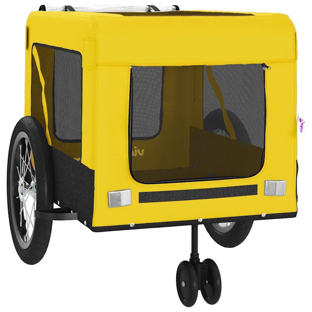 Remolque Bicicleta Mascotas Hierro Tela Oxford Amarillo Negro_5
