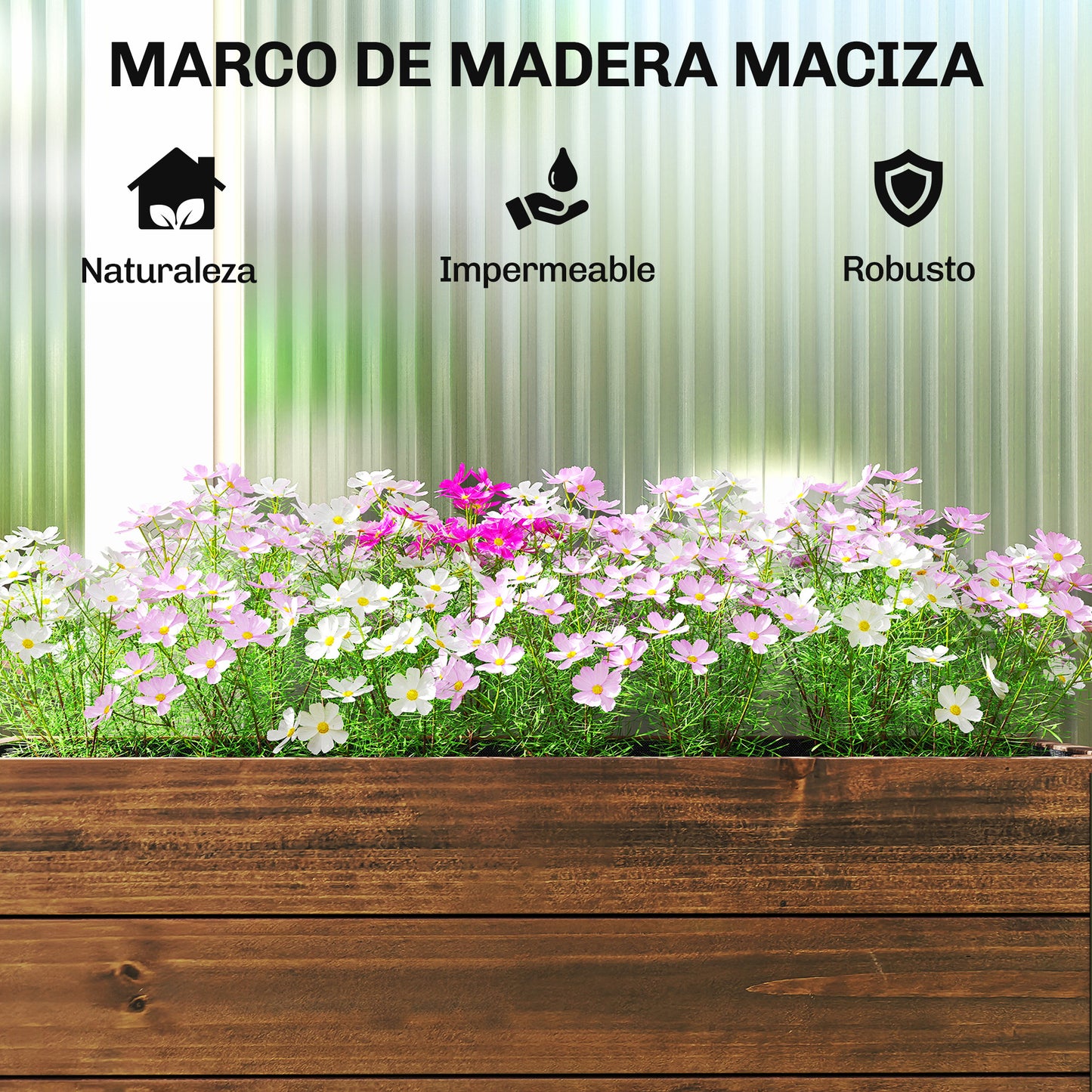 Outsunny Jardinera Exterior De Madera Con Ruedas 60x30x41 Cm Marrón Oscuro_5