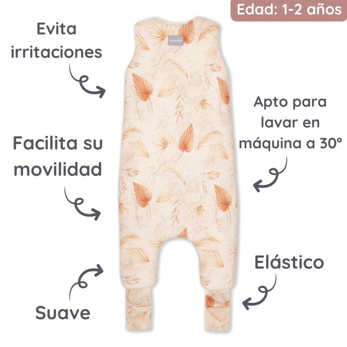 Saco De Dormir Con Pies Reversible T-s Jersey Algodón Bohemian Sand-bohemian Botanic