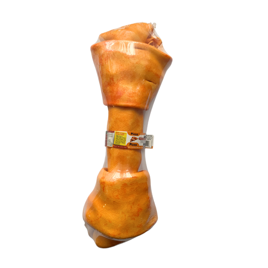 Lifebound - Hueso Masticable Natural De Cuero De Ternera En Forma De Hueso Con Sabor A Pizza - 4 Piezas - Tamaño: Xxl