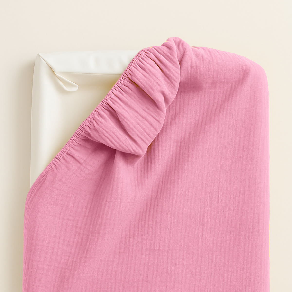 Funda De Colchón Para Cambiador En Algodón Bio Rosa