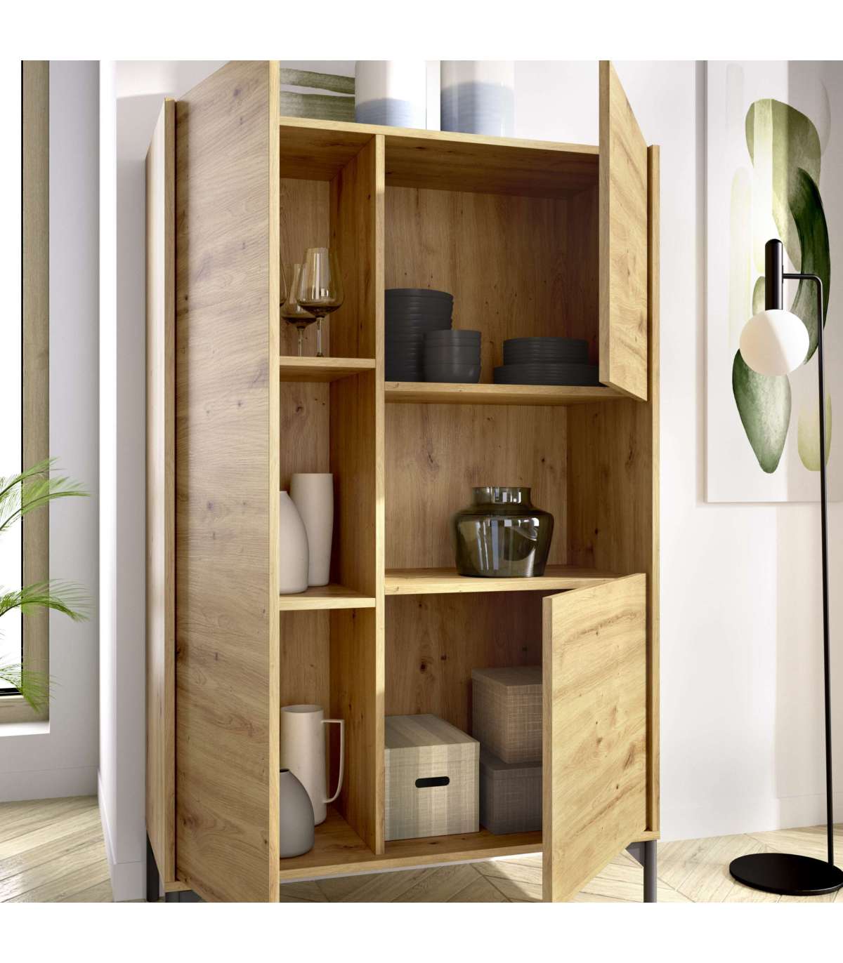Modulo Alto Tres Puertas Para Salon O Cocina Cazalilla En Nordic 135 Cm(alto)81 Cm(ancho)43 Cm(largo)_5