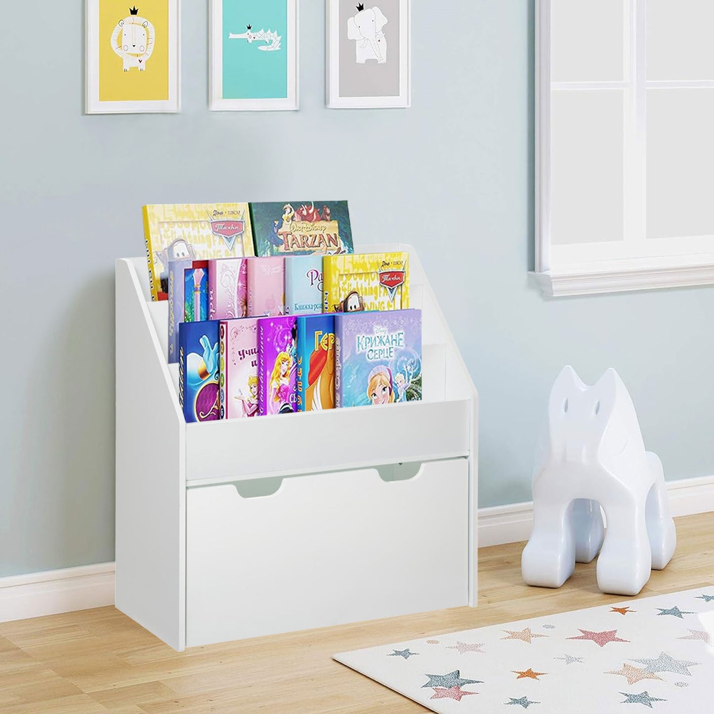 Well Home Librería Infantil Y Bandeja Con Ruedas 62,7x30x70cm