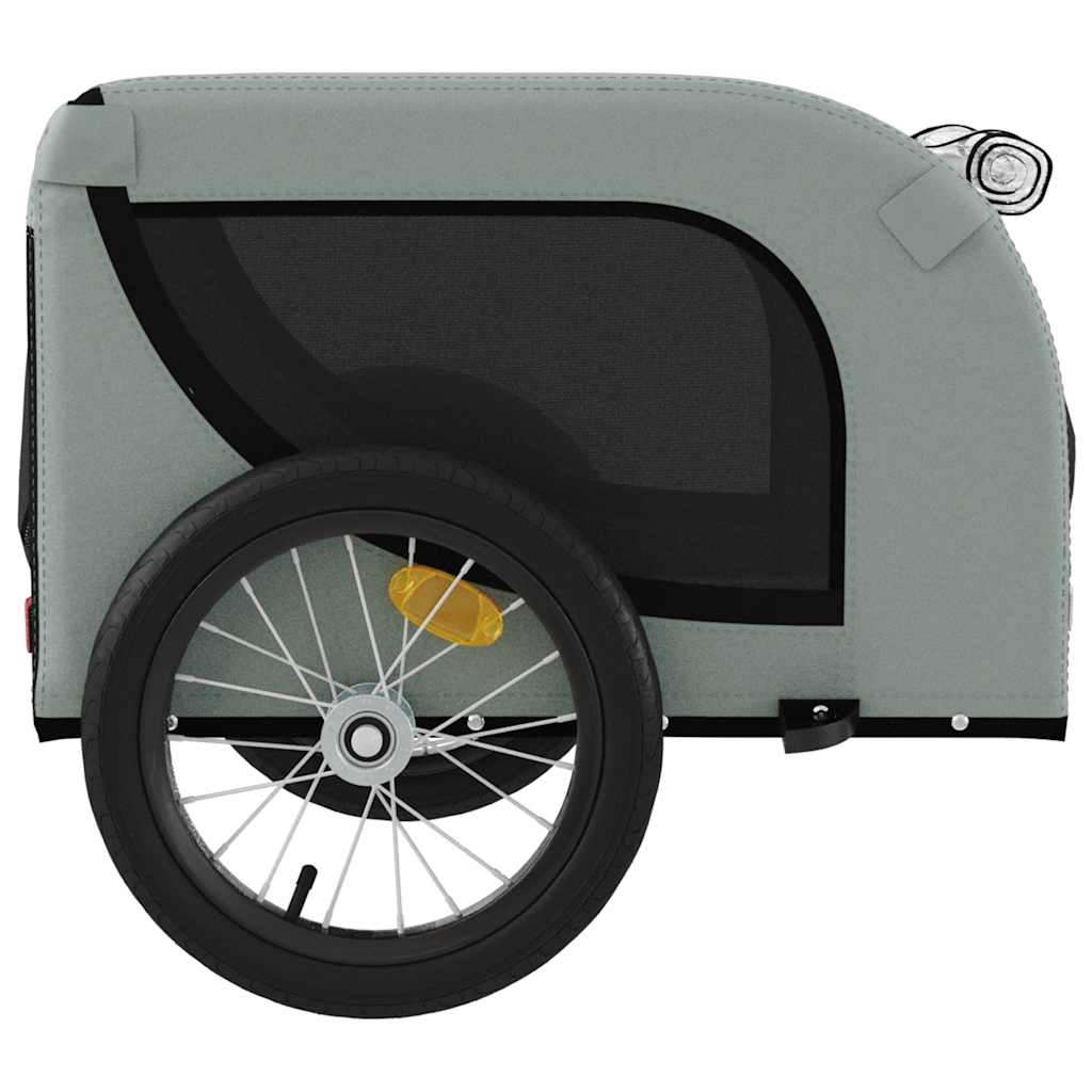 Remolque De Bicicleta Mascotas Hierro Tela Oxford Gris Negro_5