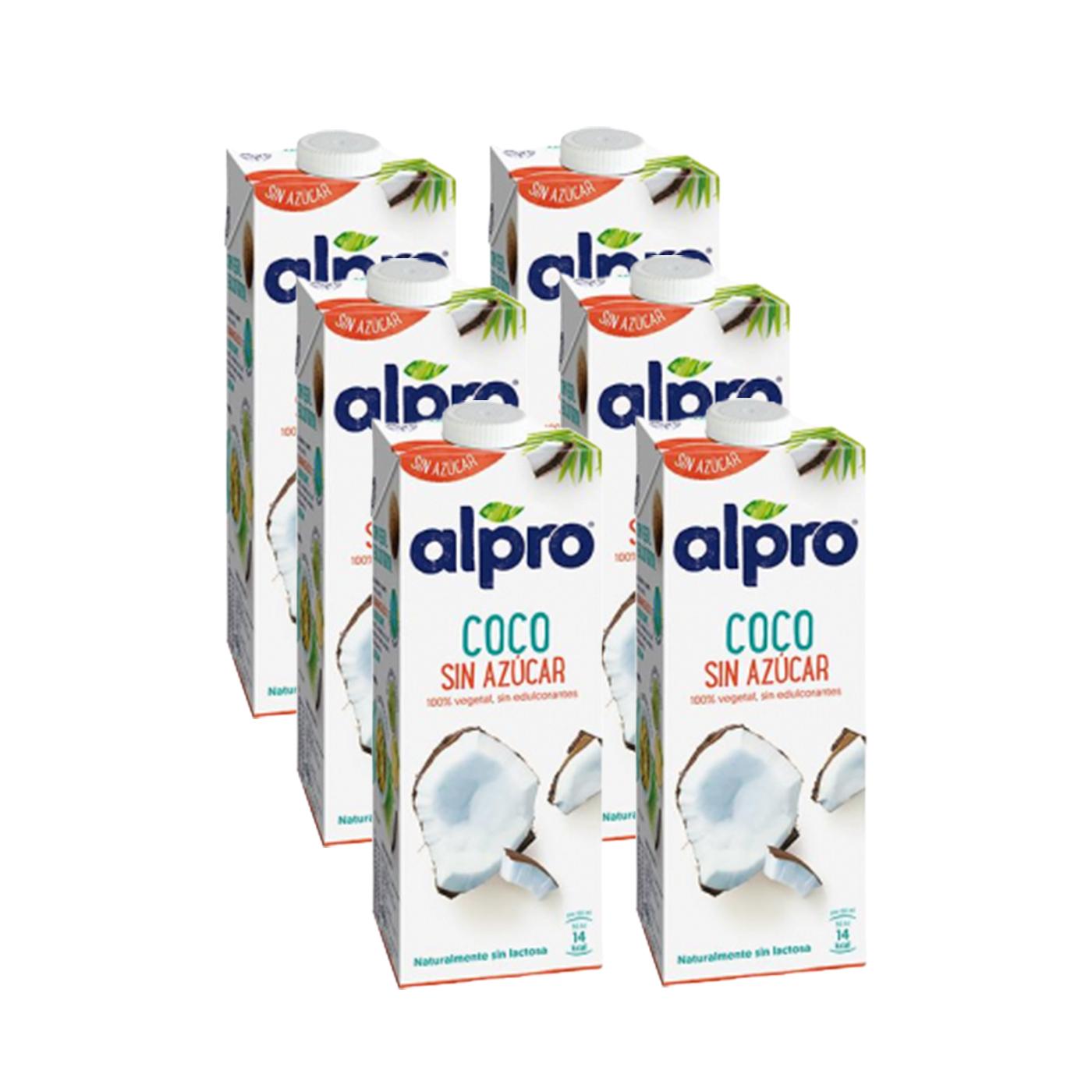 Pack 6 uds Bebida de Coco Sin azúcar Alpro 1 Litro