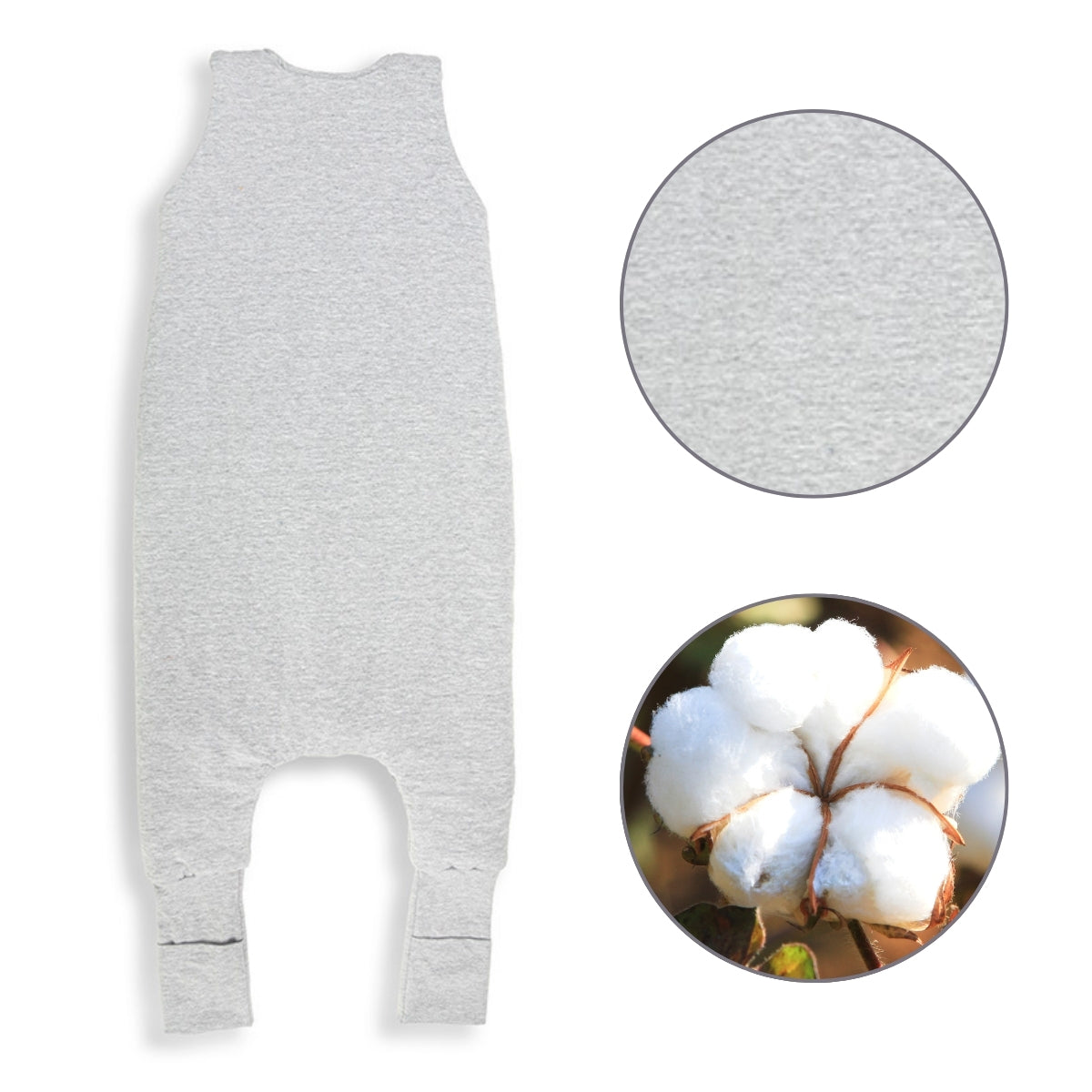 Saco De Dormir Con Pies Reversible T-m Jersey Algodón Melange Light-dark Grey