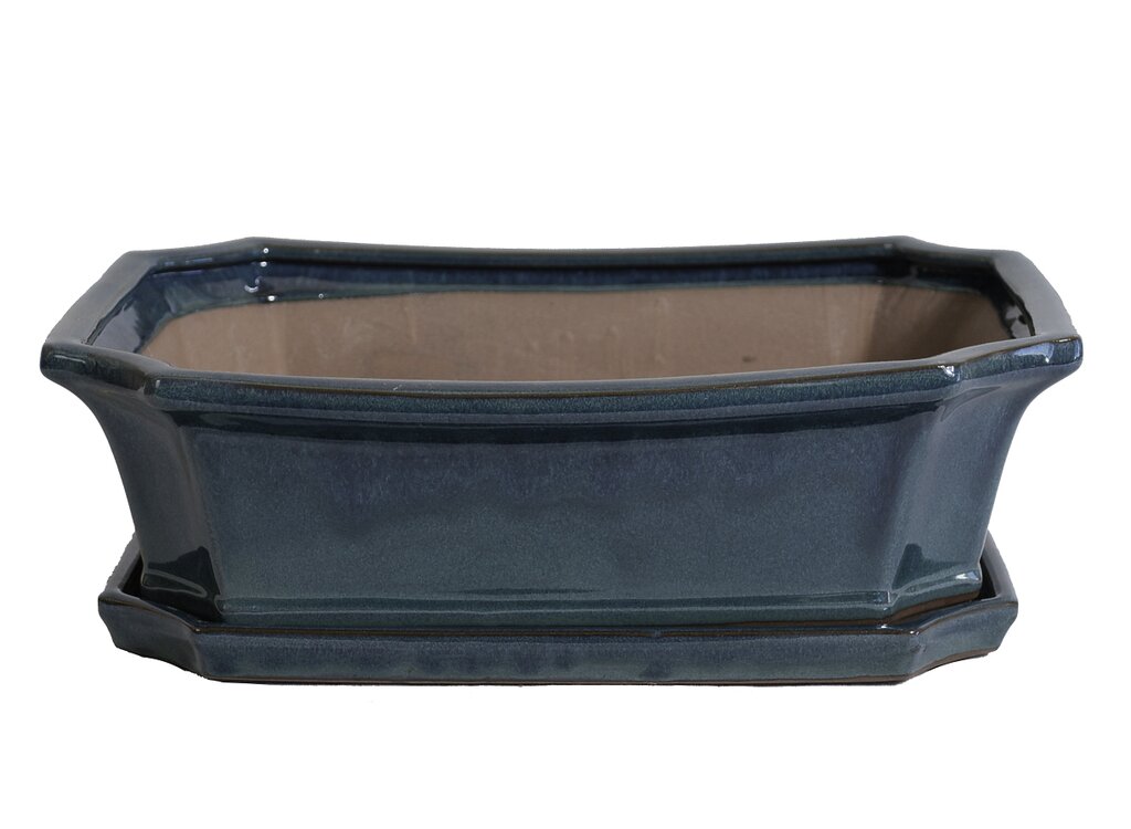 Tiesto Rectangular Verde Con Plato 29x23x10cm