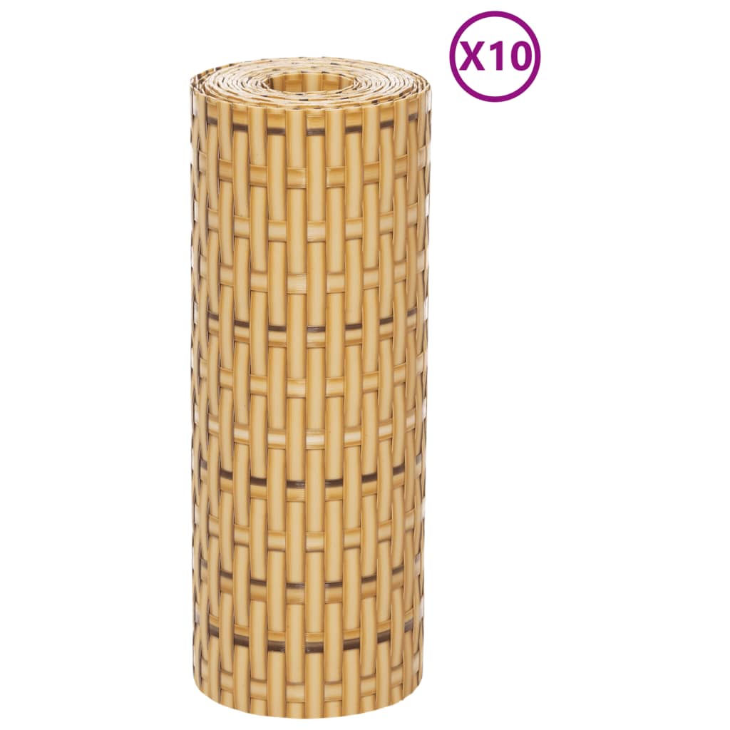 Toldos De Balcón 10 Uds Ratán Sintético Marrón Claro 255x19 Cm / Vetonek_5