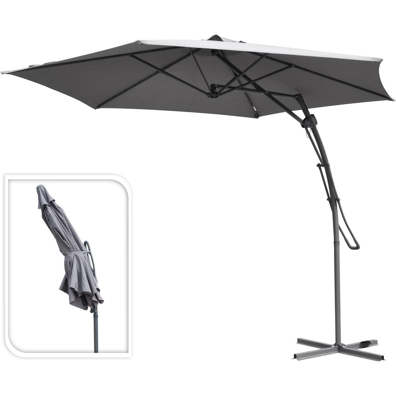 Parasol Excéntrico Ambiance 150 x 150 x 245 cm - Varios colores Gris claro