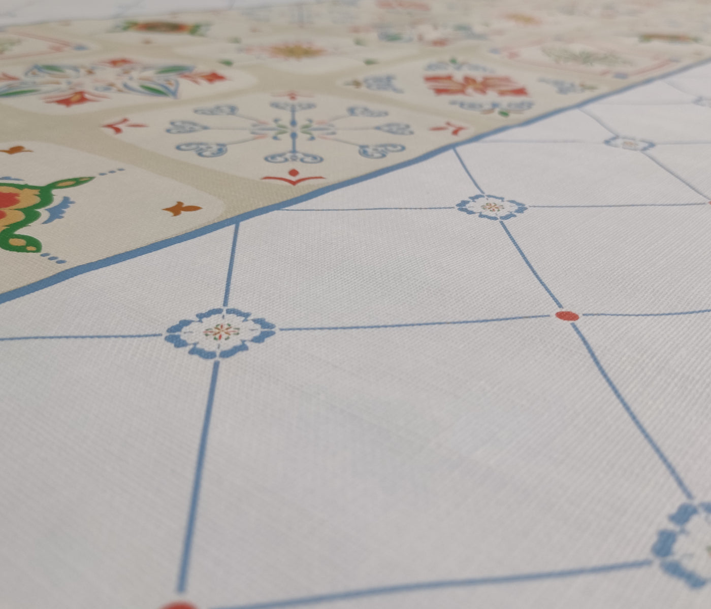 Mantel| Composicion Pvc| Base Poliester| Antimanchas| Mosaico Azul