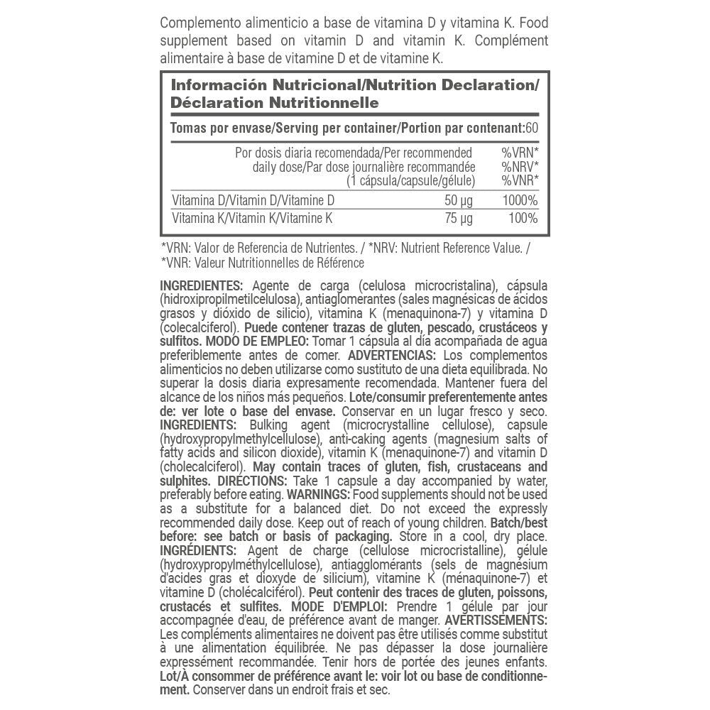 Vitamina D3 + K2 (50μg/75μg) - 60 Cápsulas Vegetales - Salud Cardiovascular - Masmusculo_5