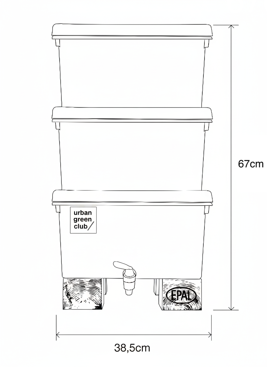 Lombricompostera Doméstica De Plástico Reciclado Urban Green Club - 38,5x30x67 Cm 48 L_1