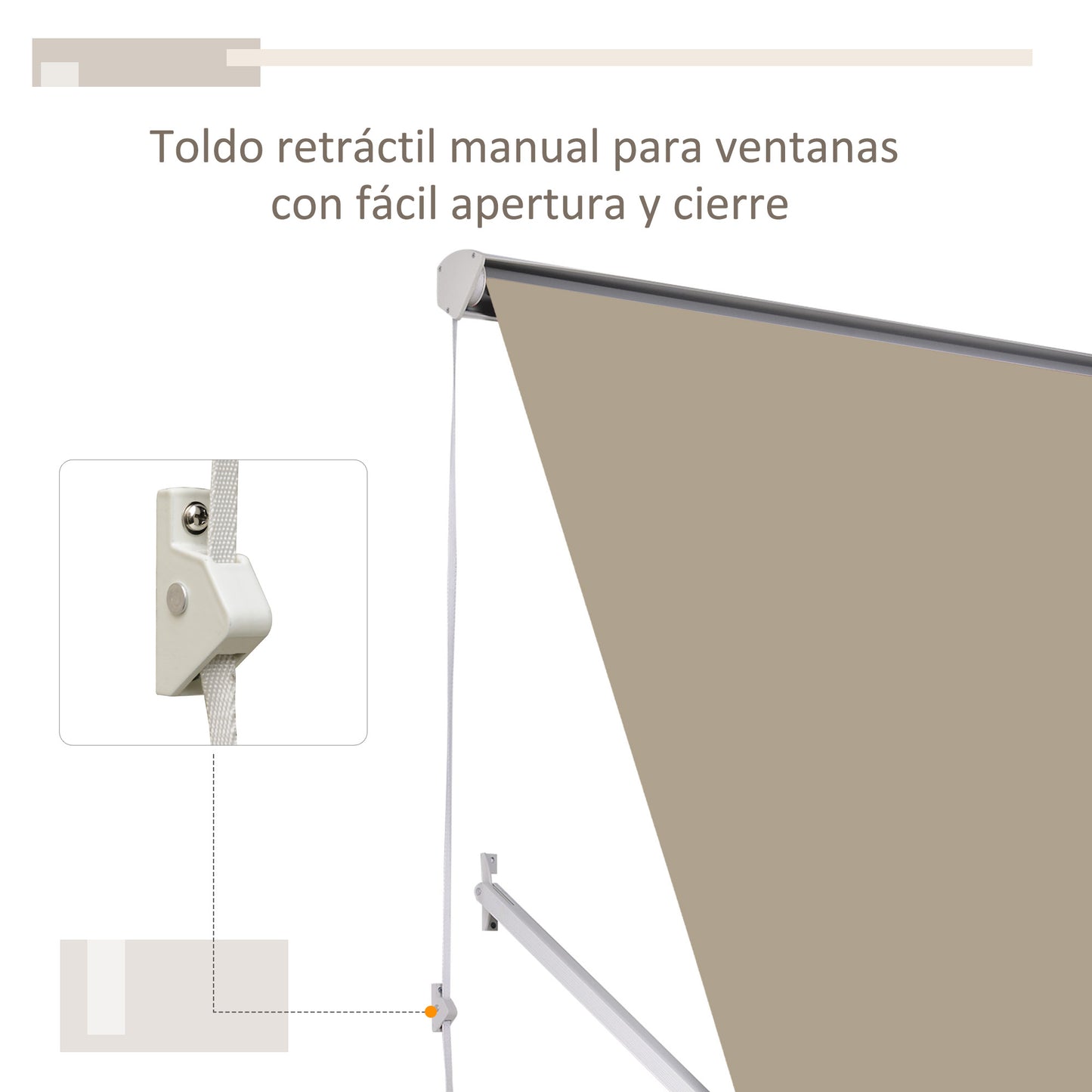 Outsunny Toldo Para Ventana Manual Con Marco De Aluminio 180x70 Cm Beige_5