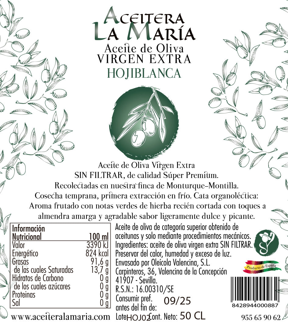 Aceite De Oliva Virgen Extra 50 Cl Cristal Hojiblanca Cosecha 2024-2025