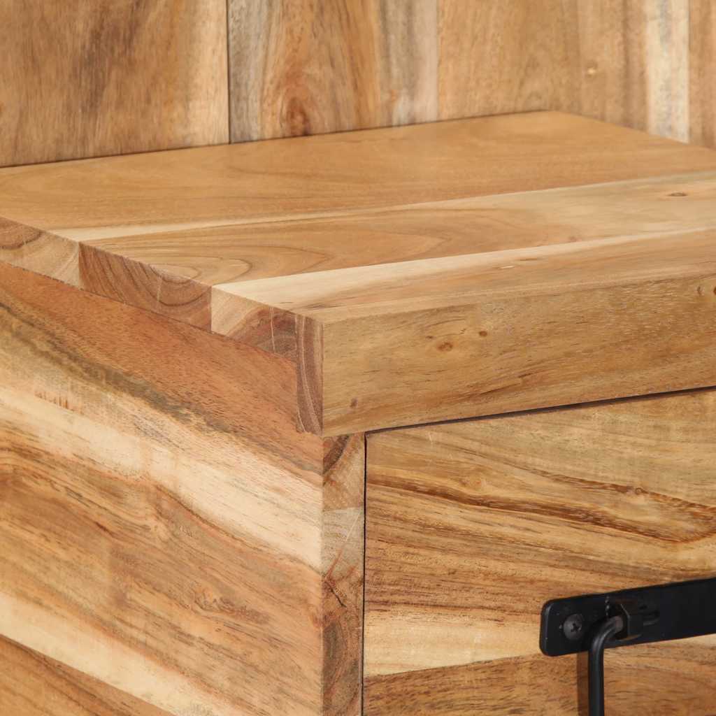 Mesita De Noche Madera Maciza De Acacia 60x32x80 Cm_4