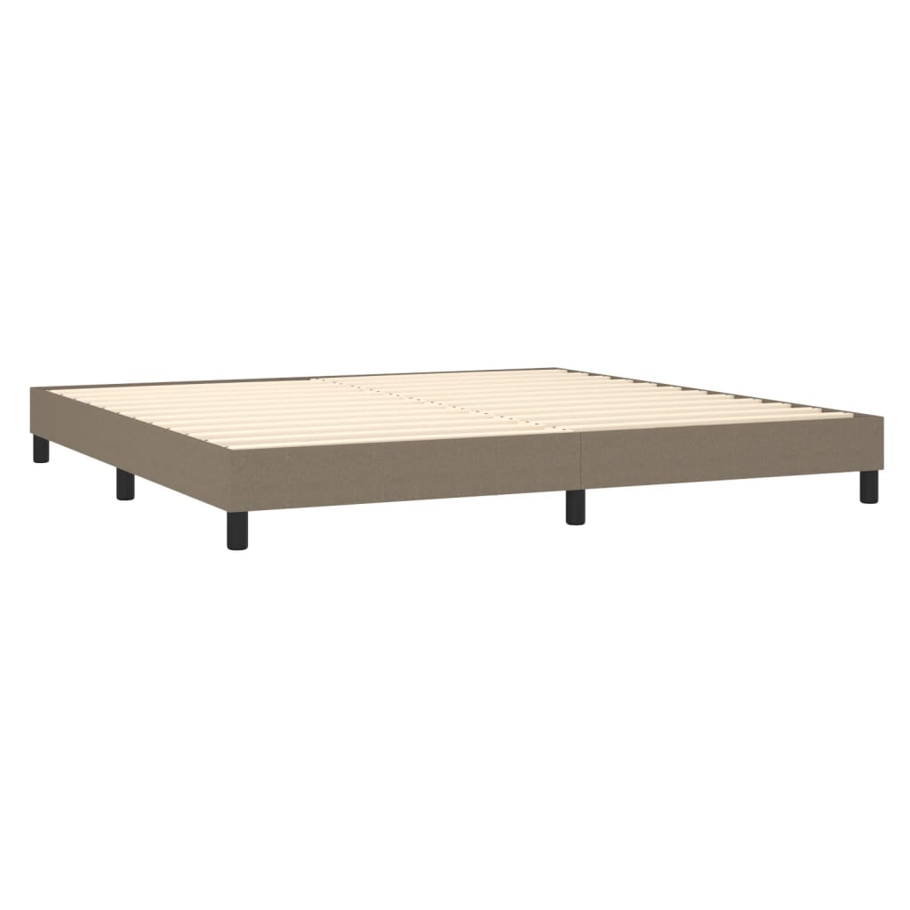 Cama Box Spring Colchón Y Luces Led Tela Gris Taupe 200x200 Cm / Vetonek_5