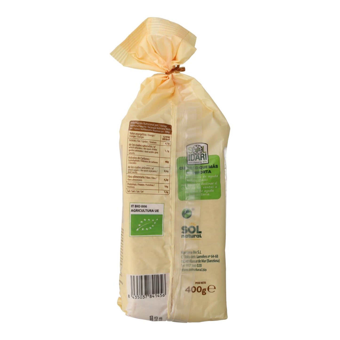Pan de molde de Espelta Integral Bio Sol Natural 400 g