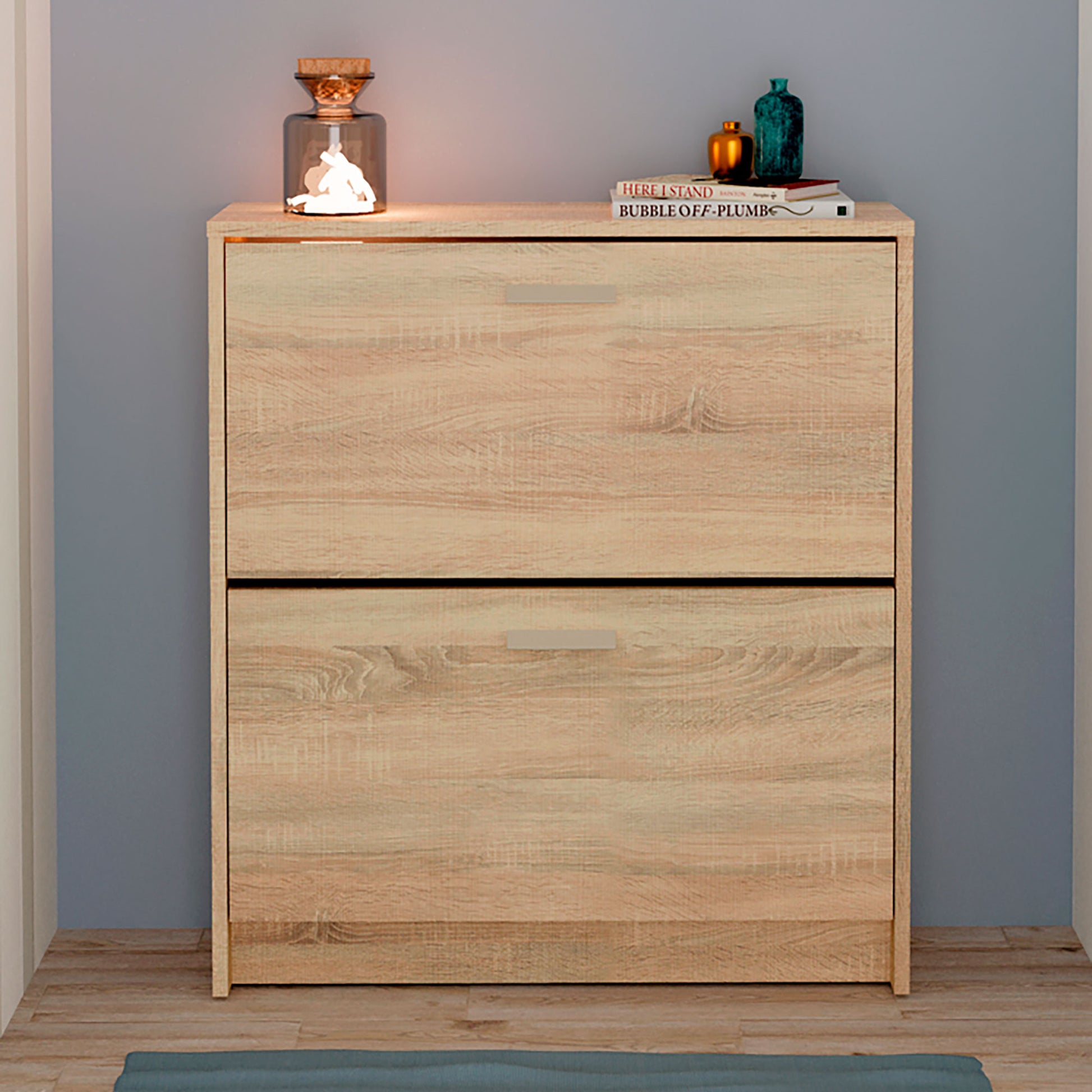 Zapatero Entrada Recibidor, Mueble Auxiliar Estrecho Zapatos, 2 Puertas, Madera 82x74x25 Cm, Briebe, Nova, Madera