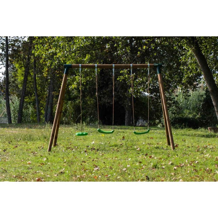 Columpio Doble De Madera Redonda Masgames Kibo Xl Plus.