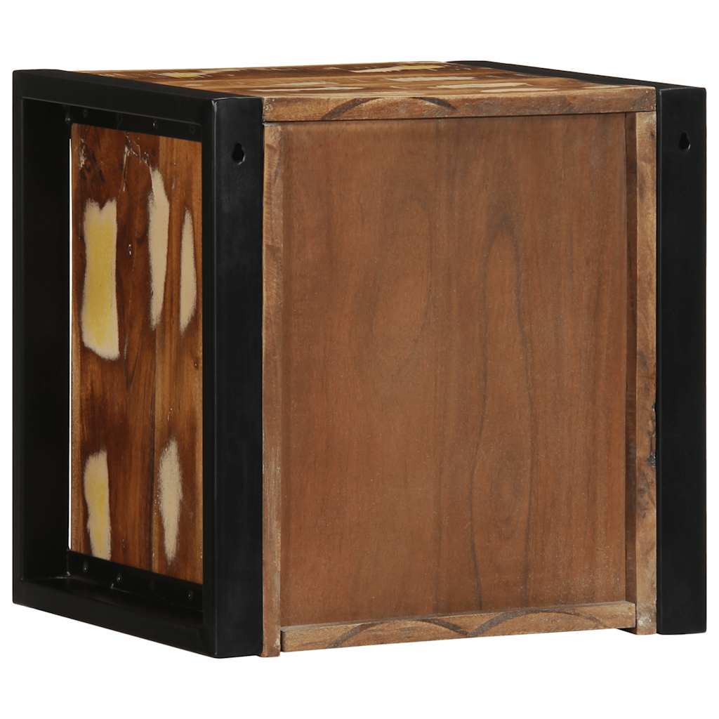 Mesilla De Noche Multicolor 40x35x40 Cm Madera Maciza Reciclada_4
