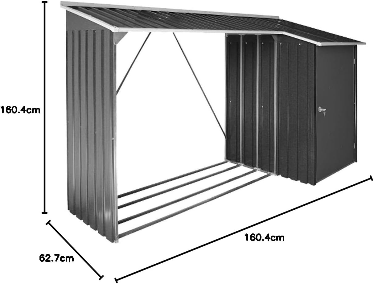 Duramax - Leñero Exterior Y Cobertizo - - Metal - Gris Antracita -_4
