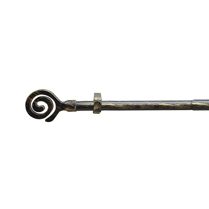 Barra Cortina Extensible Metal Ø 19 Mm. Extensible 1,1 / 2,0 Metros Negro Dorado Espiga Sin Anilla_0