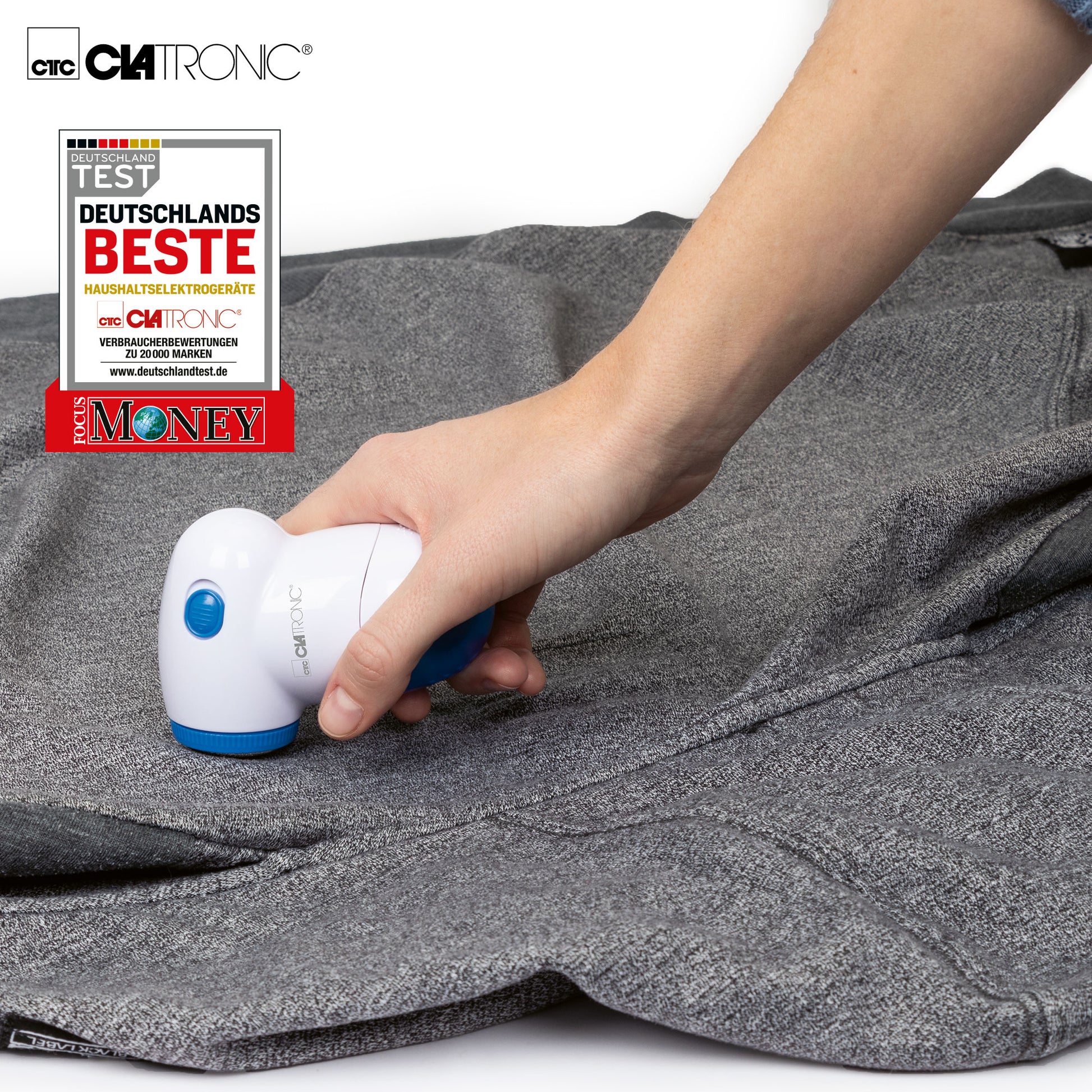 Quitapelusas Eléctrico, Elimina Pelotillas Ropa, Cuchillas Acero Inoxidable, Depósito Extraíble Clatronic Cla-tc3758 Blanco/azul