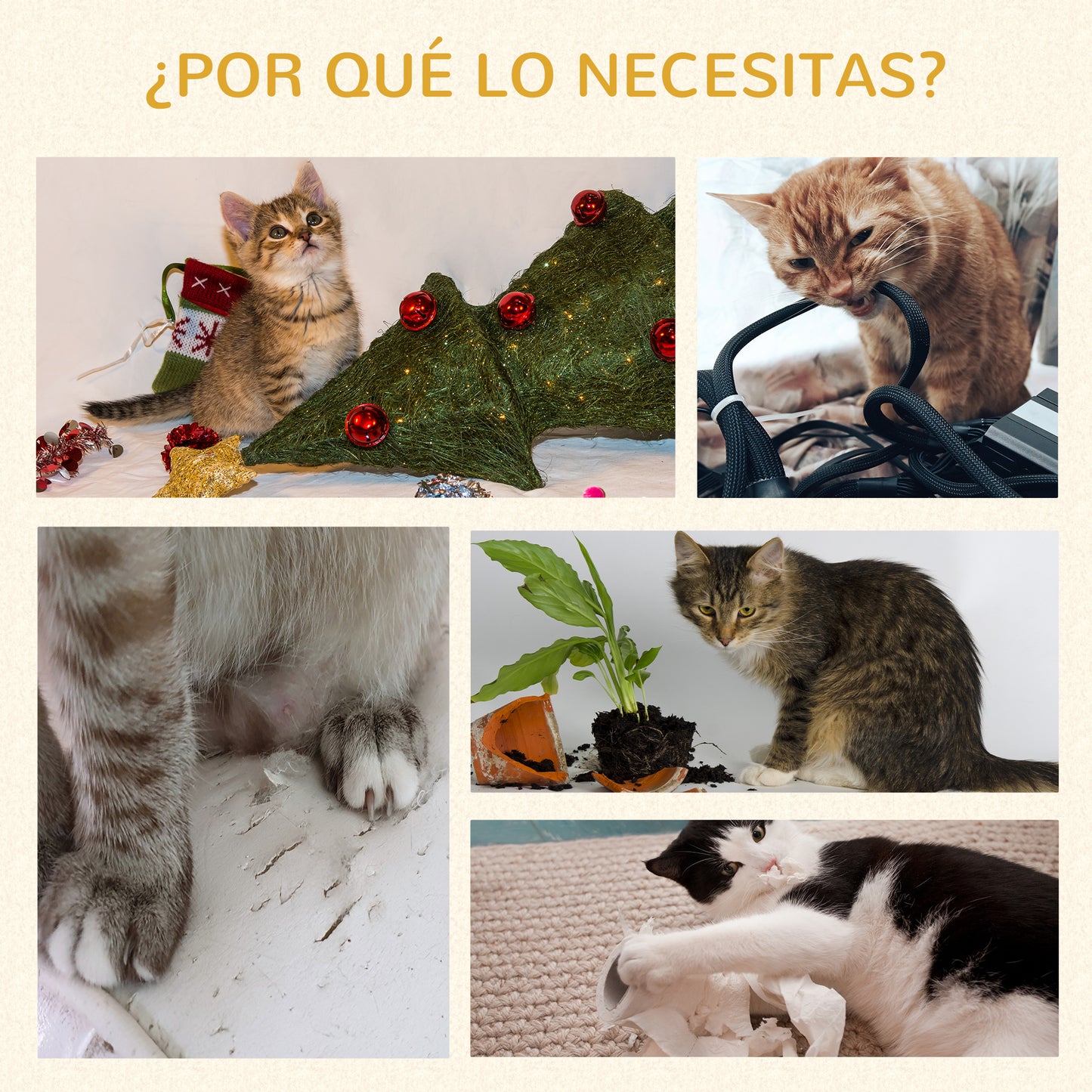 Pawhut Árbol Rascador Para Gatos 127 Cm Con Cueva Hamaca Cama Rampa Gris_5