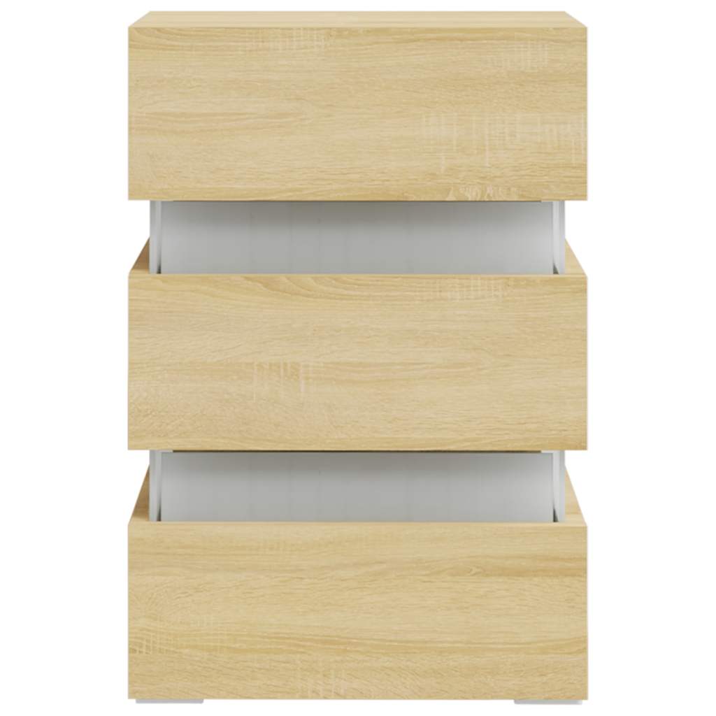 Mesita De Noche Luz Led Madera De Ingeniería Sonoma 45x35x67 Cm_4