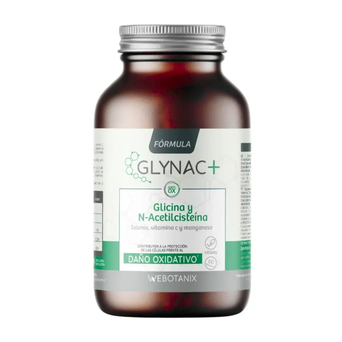 GlyNAC  Glicina + N-Acetilcisteína Fórmula WeBotanix 60 cápsulas