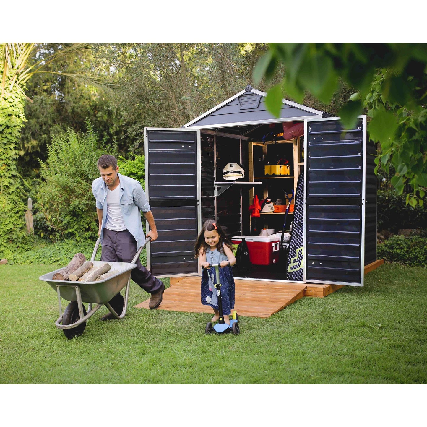 Cobertizo de jardín Skylight 229x185x217 cm gris oscuro