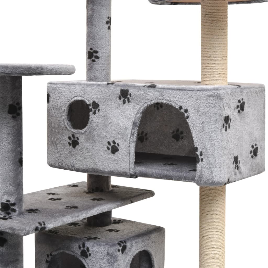 Vidaxl Rascador Para Gatos Poste Rascador De Sisal 125 Cm Huellas Gris_3