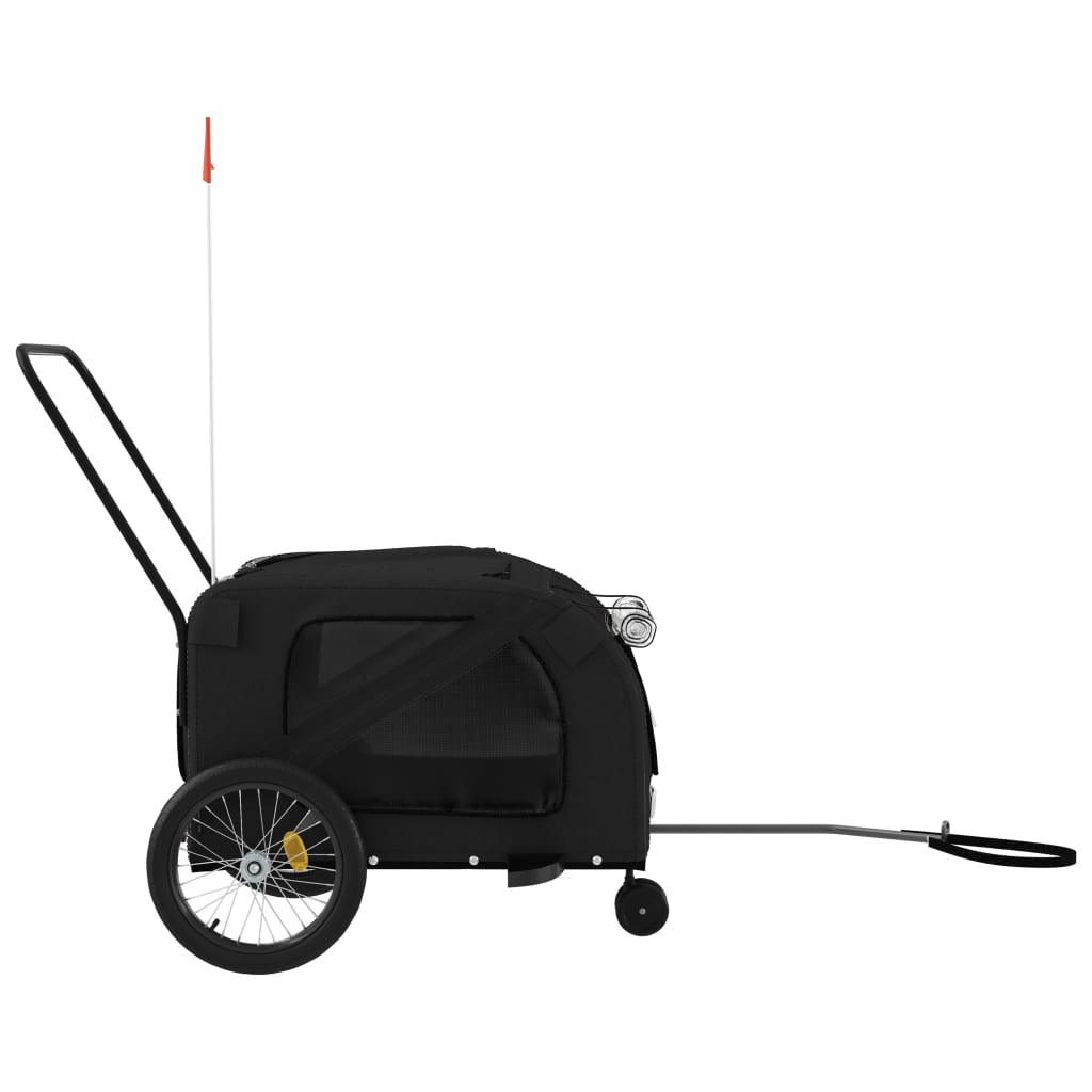 Remolque De Bicicleta Mascotas Hierro Tela Oxford Negro_5