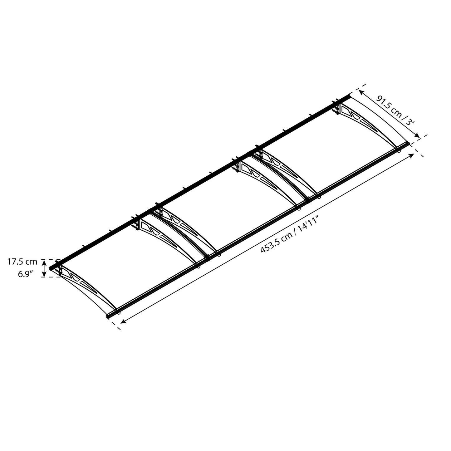 Marquesina para puerta Altair 453x91 cm