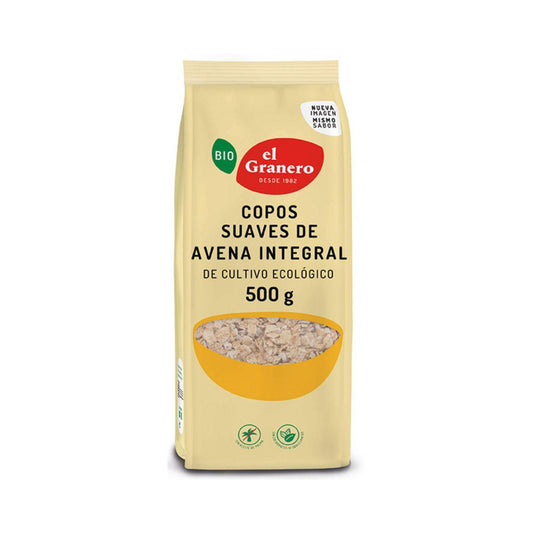 Copos suaves de avena integral BIO El Granero, 500g