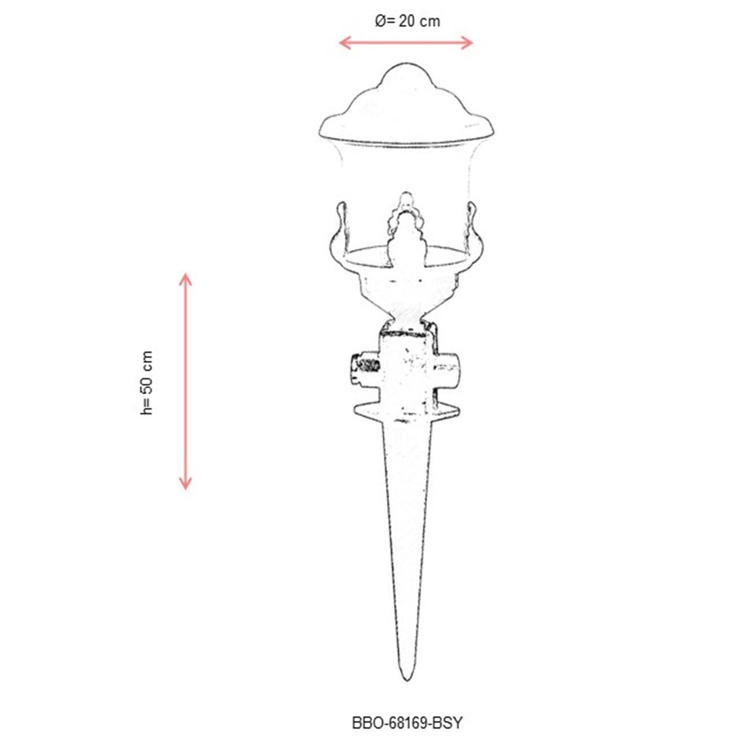 Aplique De Pared Tridente Para Exterior, Abs , Negro, 20x20x50, Casquillo E 27 Max 60 W_2