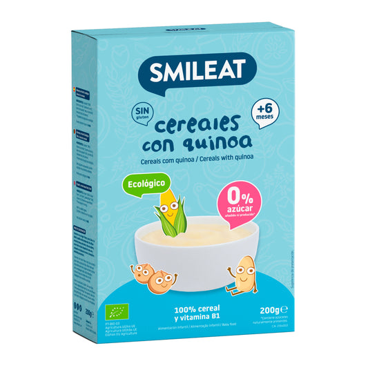 Papilla de cereales Sin Gluten con Quinoa Eco Smileat, 200g