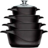 Batería De Cocina Inducción 8 Piezas Aluminio Fundido 4 Ollas Con Tapa De Cristal Antiadherente Briebe Mgk-12, Negro