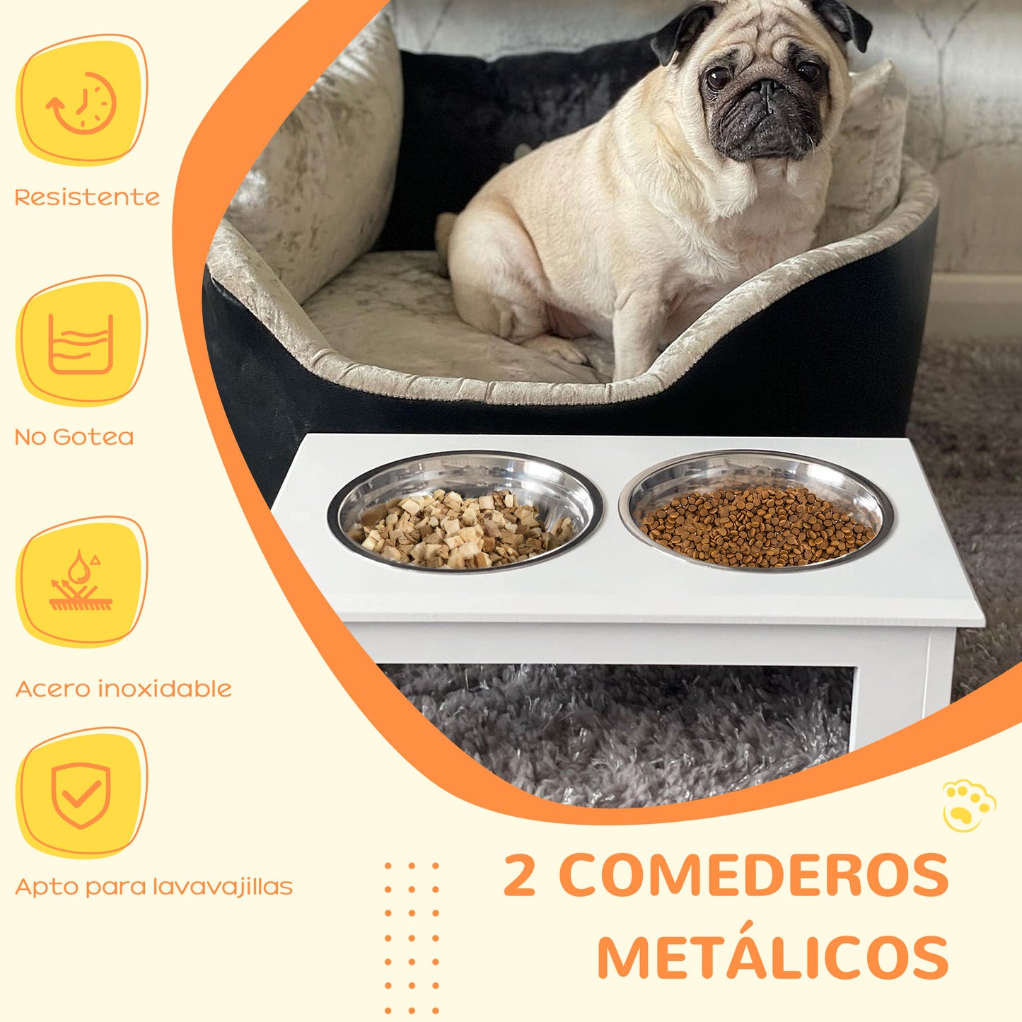 Pawhut Conjunto Para Mascotas 2 Piezas 76x54,5x56 Cm 44x24x15 Cm Blanco_5